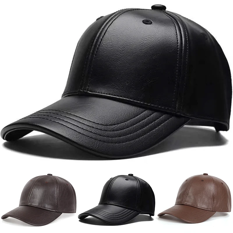 Baseball Cap Structured - Unisexowa Czapka Bejsbolówka z PU Skóry,